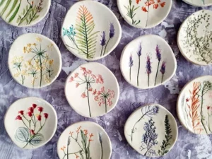 "Botanical Impression" Clay Platters