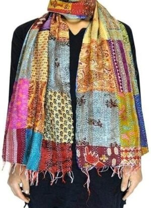 Reversible Kantha-Stitch Vintage Silk Scarves