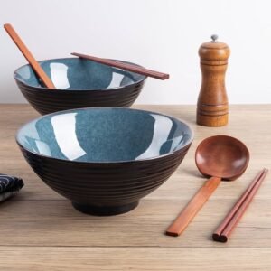 "Wabi-Sabi" Ramen Bowls with Built-in Chopstick Rests